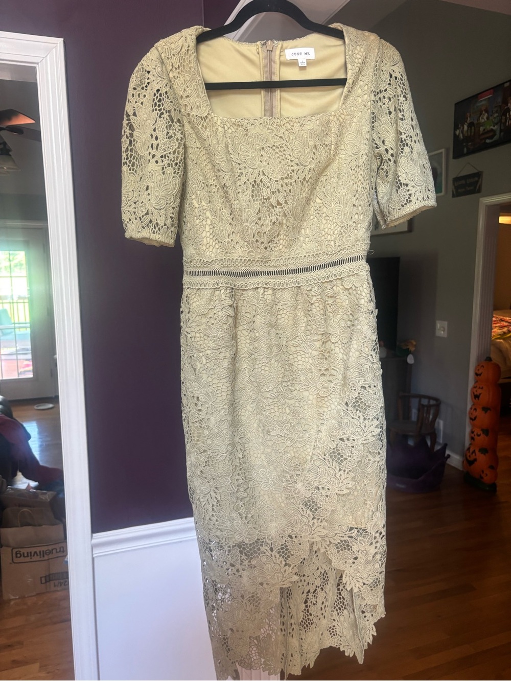 Sleeve Lace Sheath Dress in sage green - Jenny Yoo